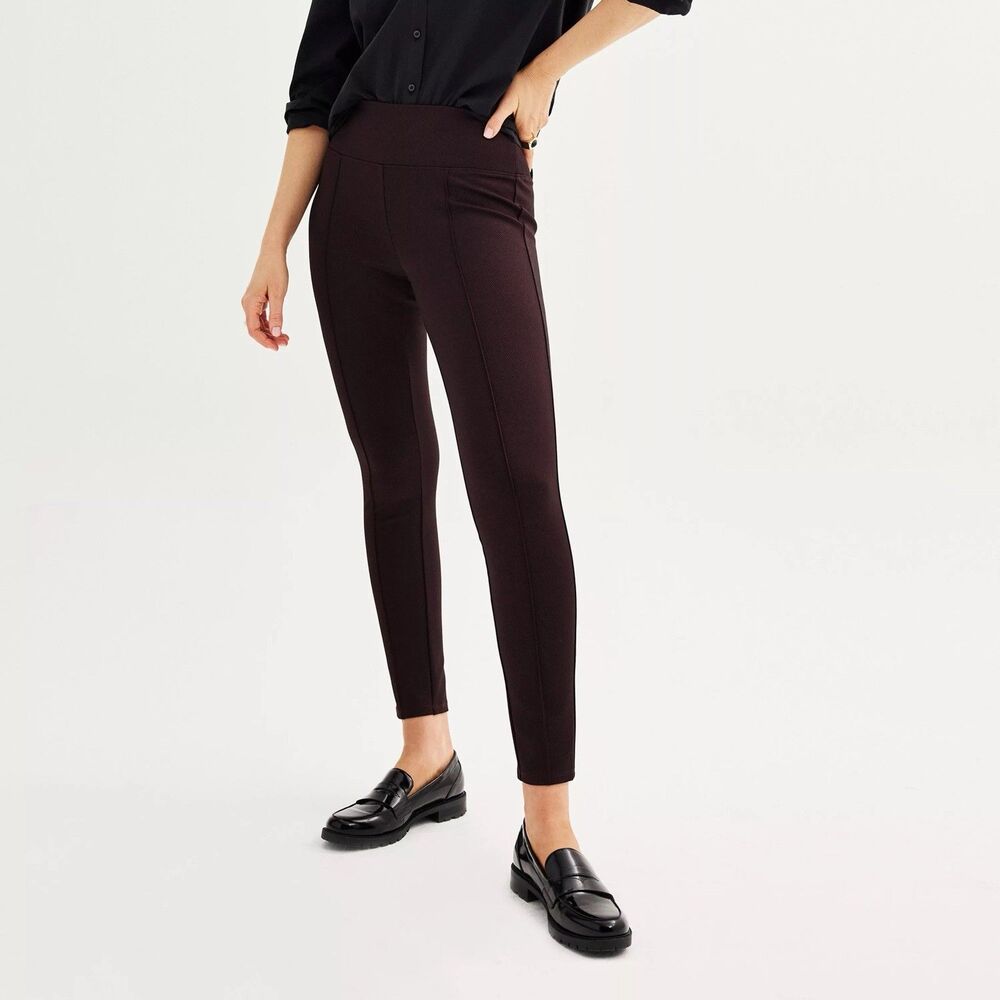 Nine West Leggings Size XS Stretch Plum New Women's Tummy-Control Seamed